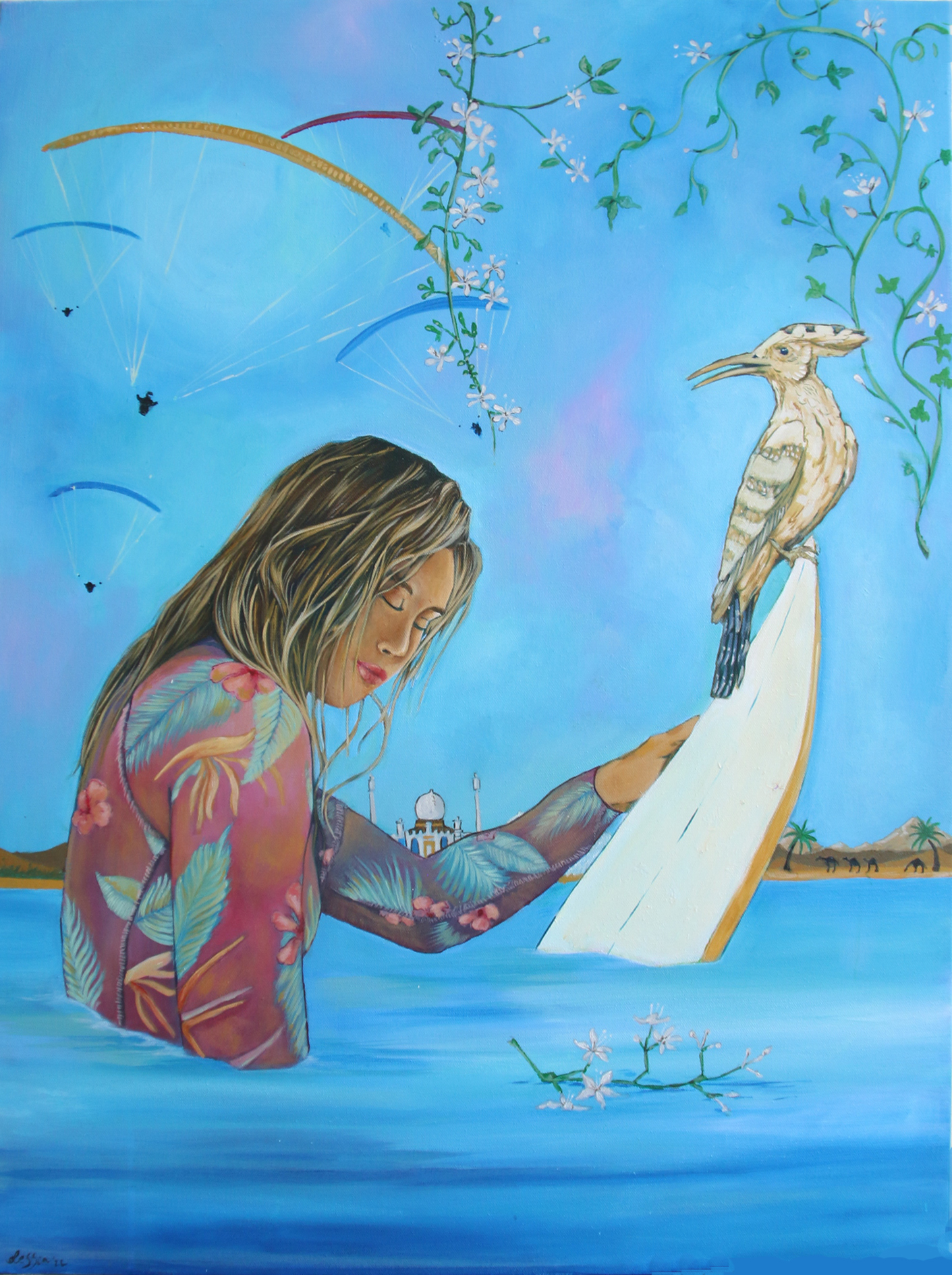 Dunes, acrylic painting, 60 × 70 cm, from the Surfing collection, by Alessia Martuscelli