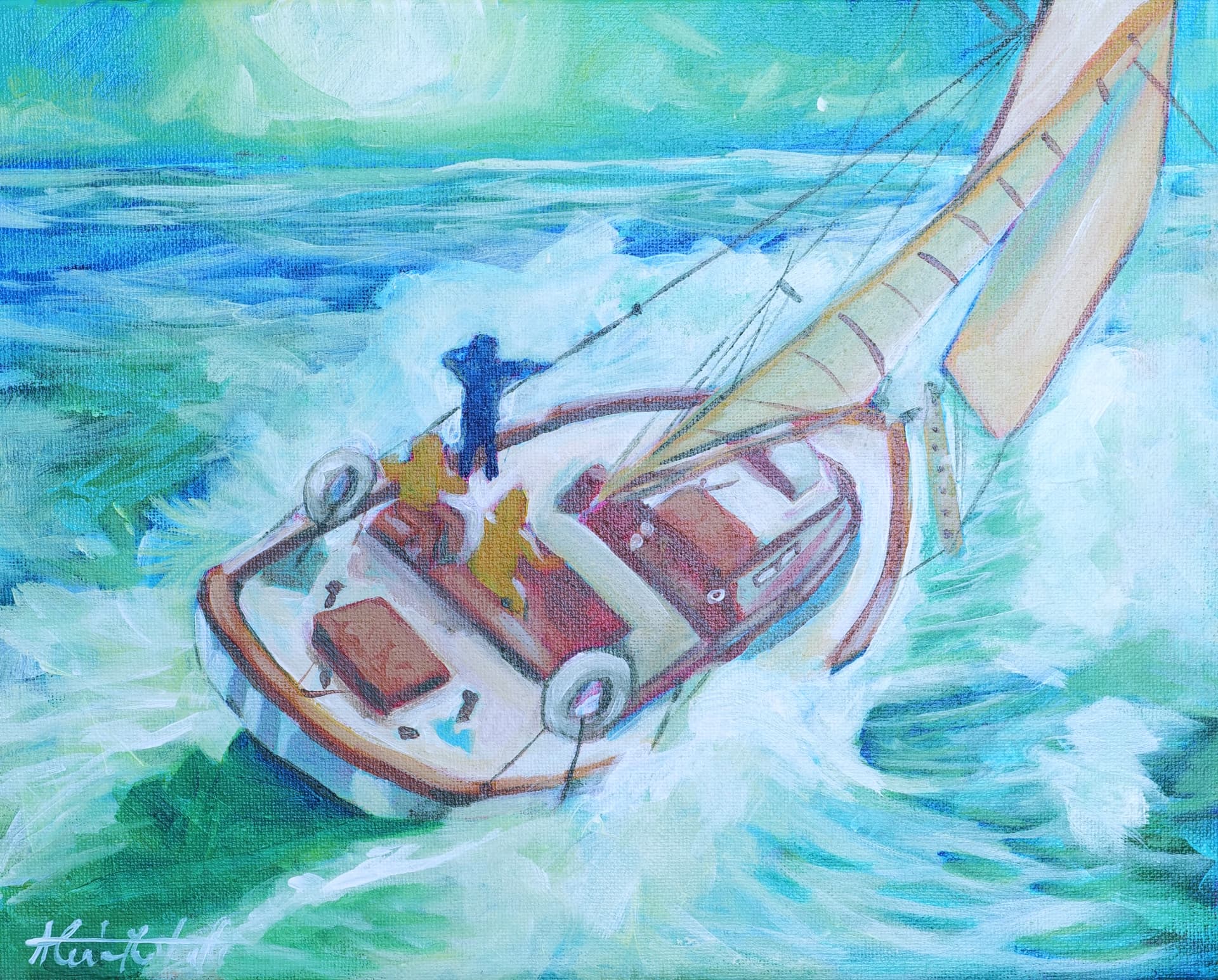 Storm, acrylic painting, 24 × 30 cm, by Alessia Martuscelli