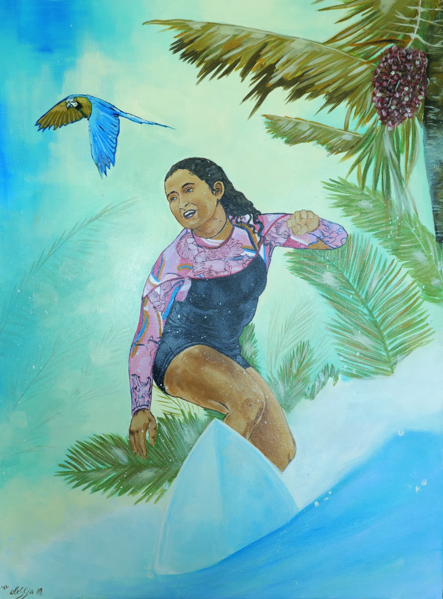 Island vibe, acrylic painting, 60 × 80 cm, from the Surfing collection, by Alessia Martuscelli