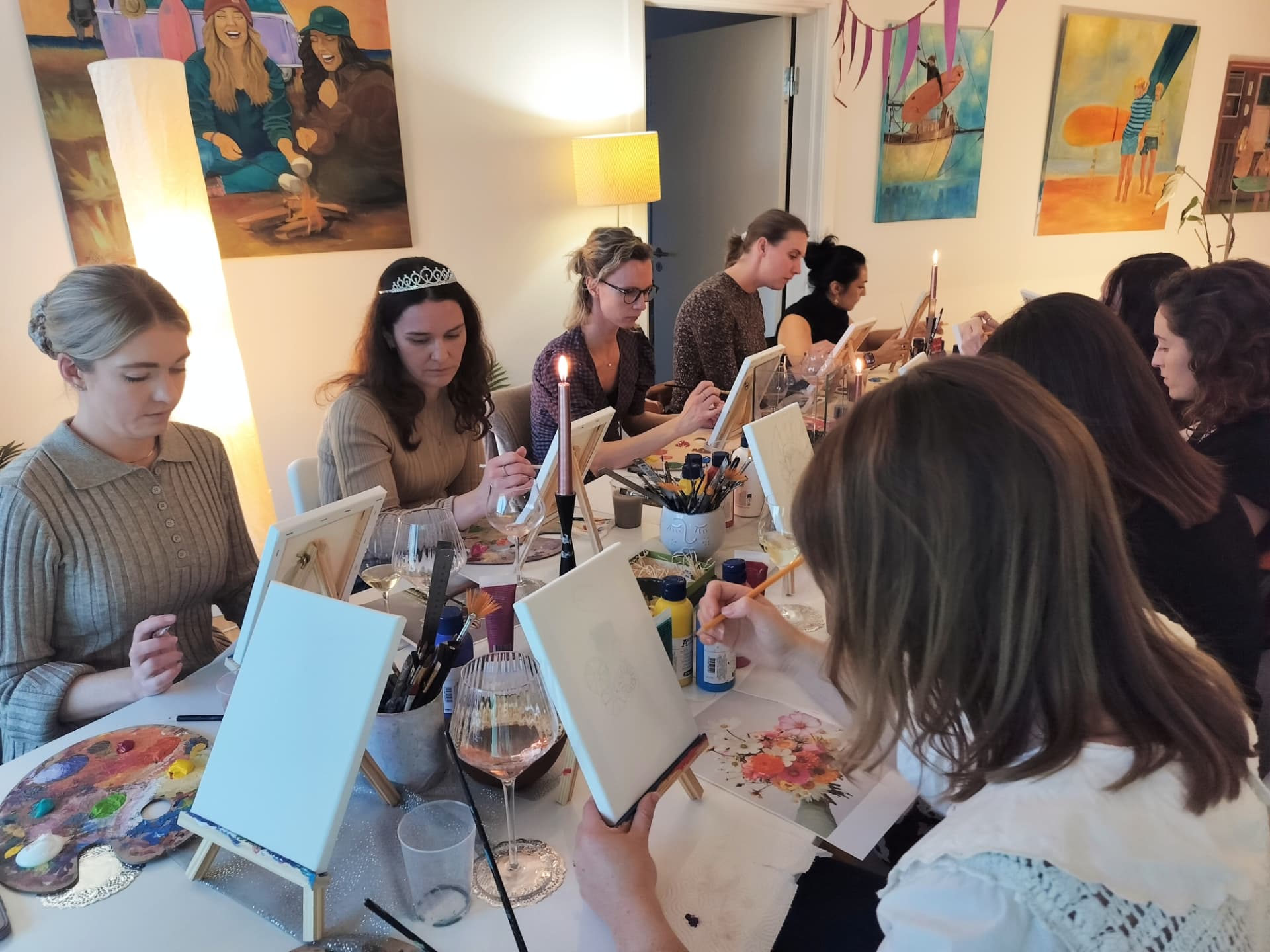 Painting & Wine around the studio table in Sydhavn