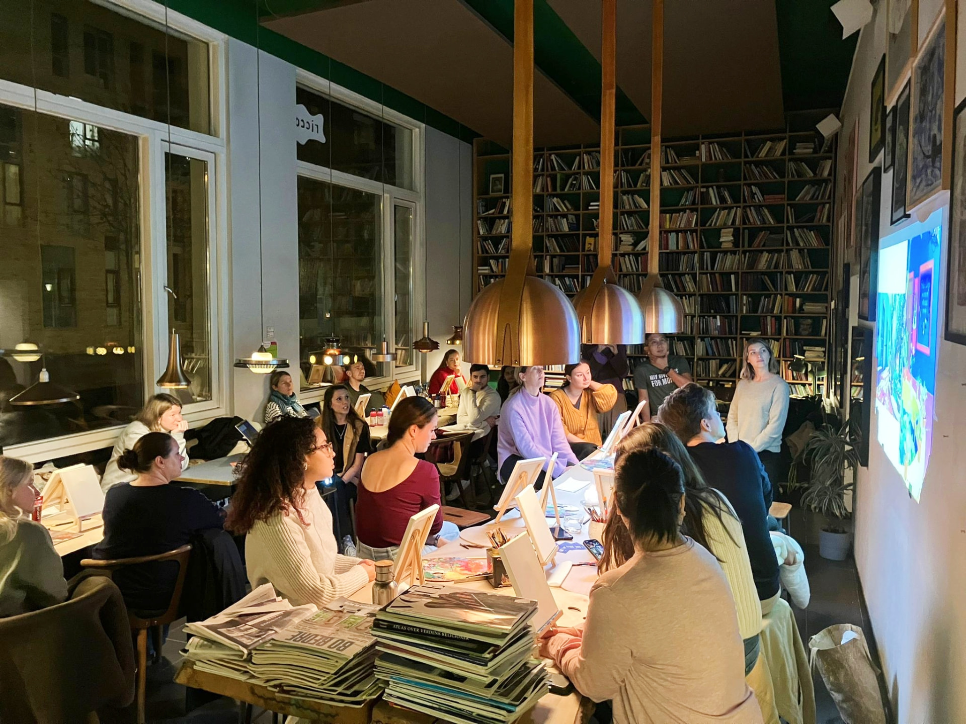 Large group Painting & Wine at Ricco's Kaffebar, Sydhavn
