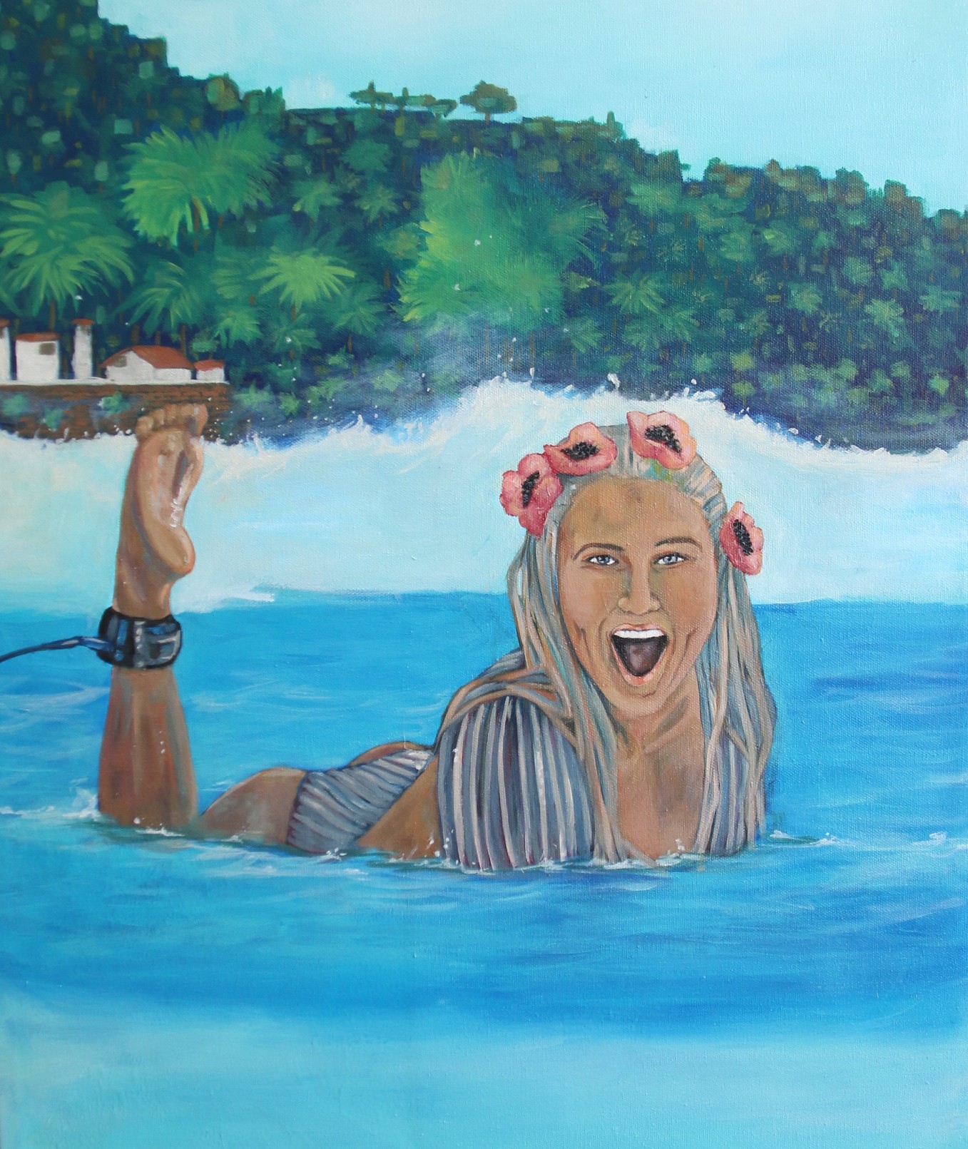 After tube, acrylic painting, 50 × 60 cm, from the Surfing collection, by Alessia Martuscelli