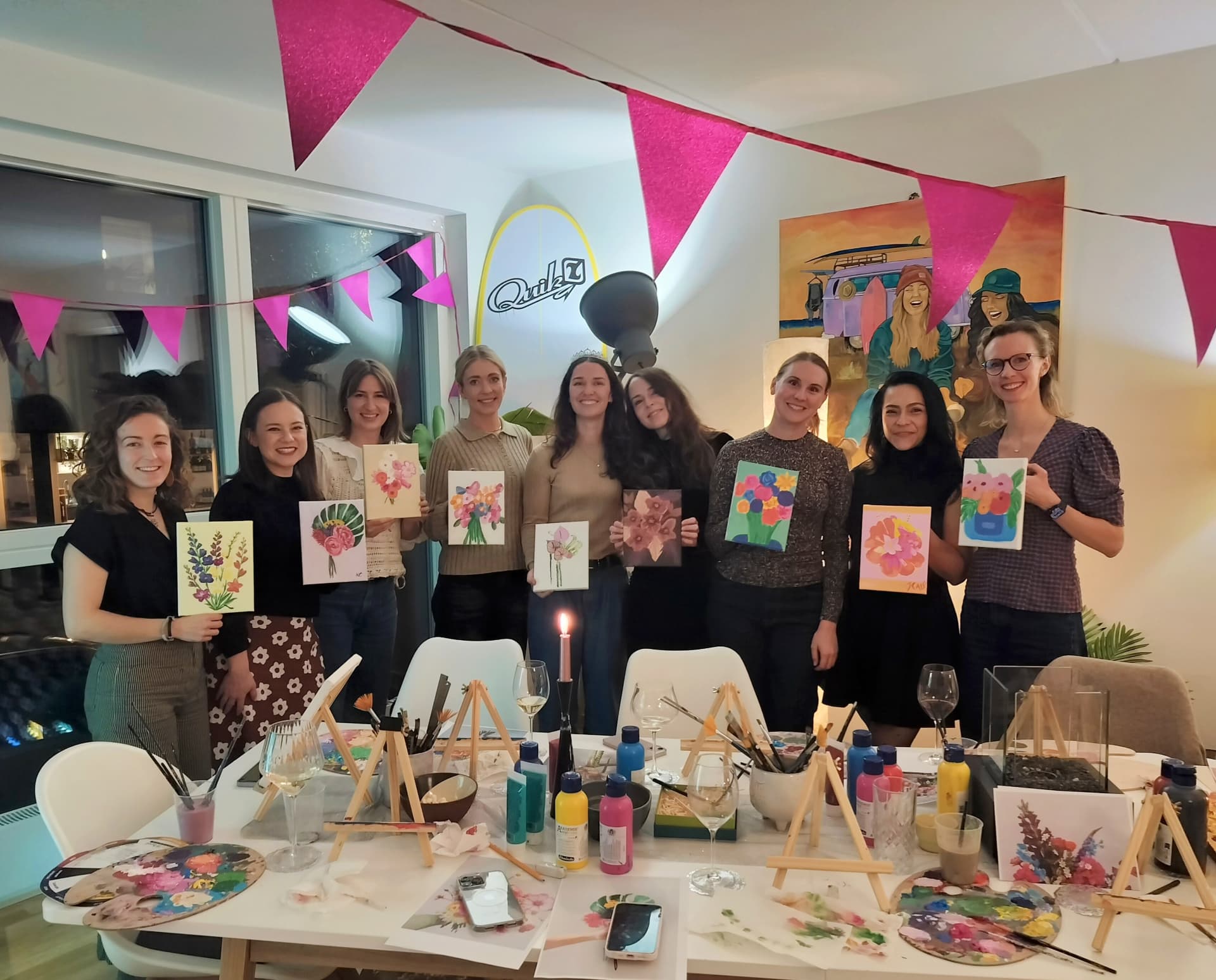 Bachelorette party at the Sydhavn studio — the group photo