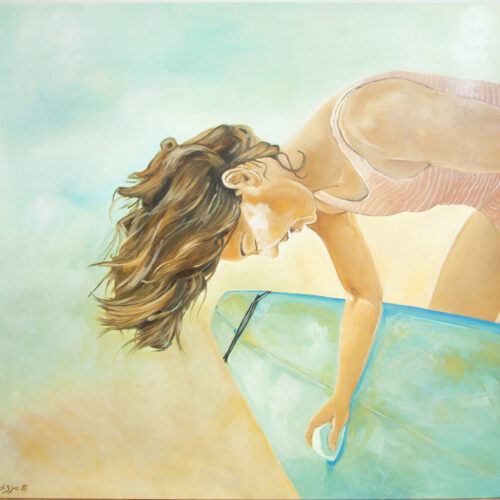 Waxing Board on the beach - Original Paint