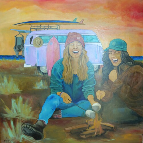 Northern Coasts – 100 × 100 cm Surf Camping Painting