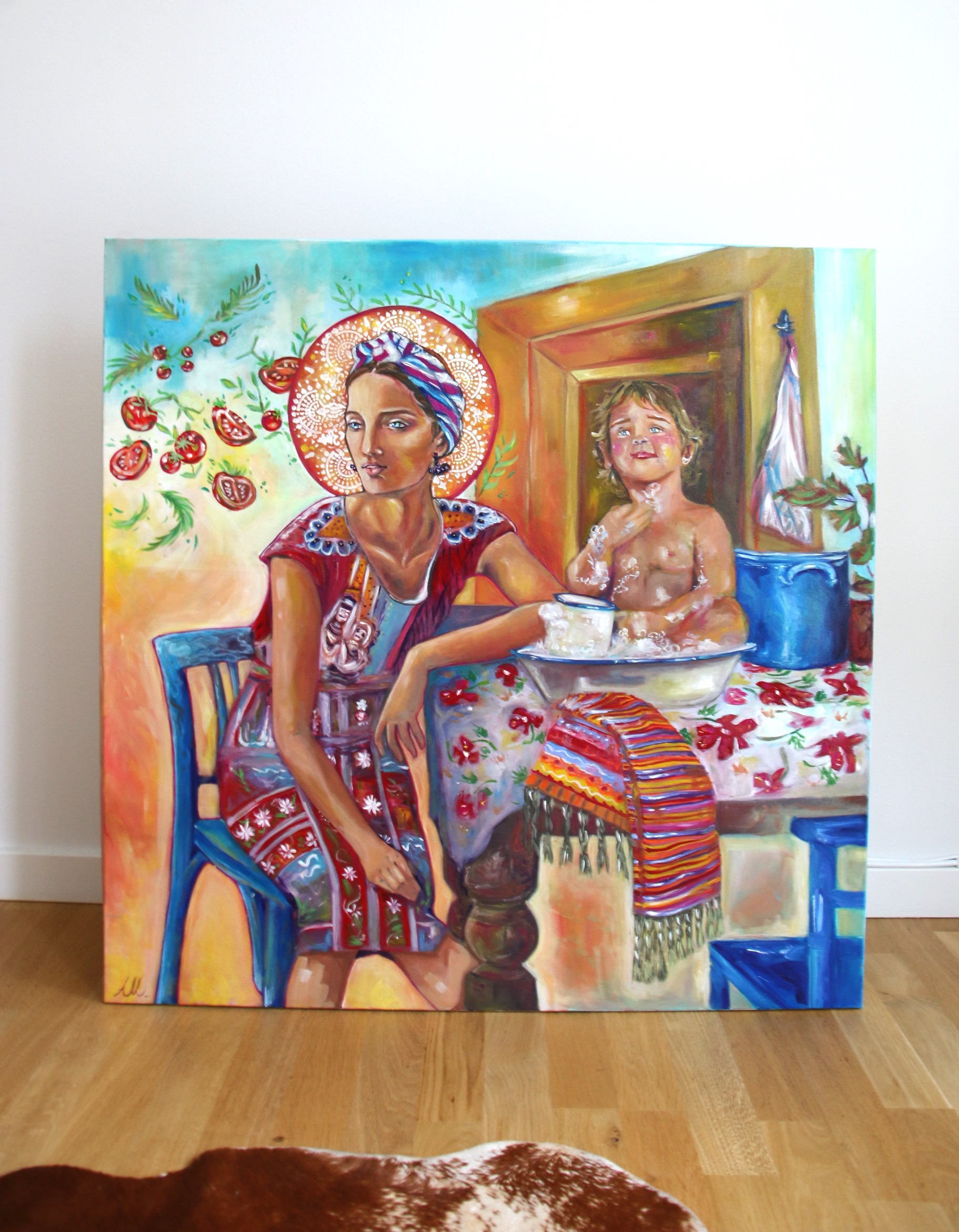 Portami Via Con Te – 80 × 80 cm Figurative Painting - Image 3
