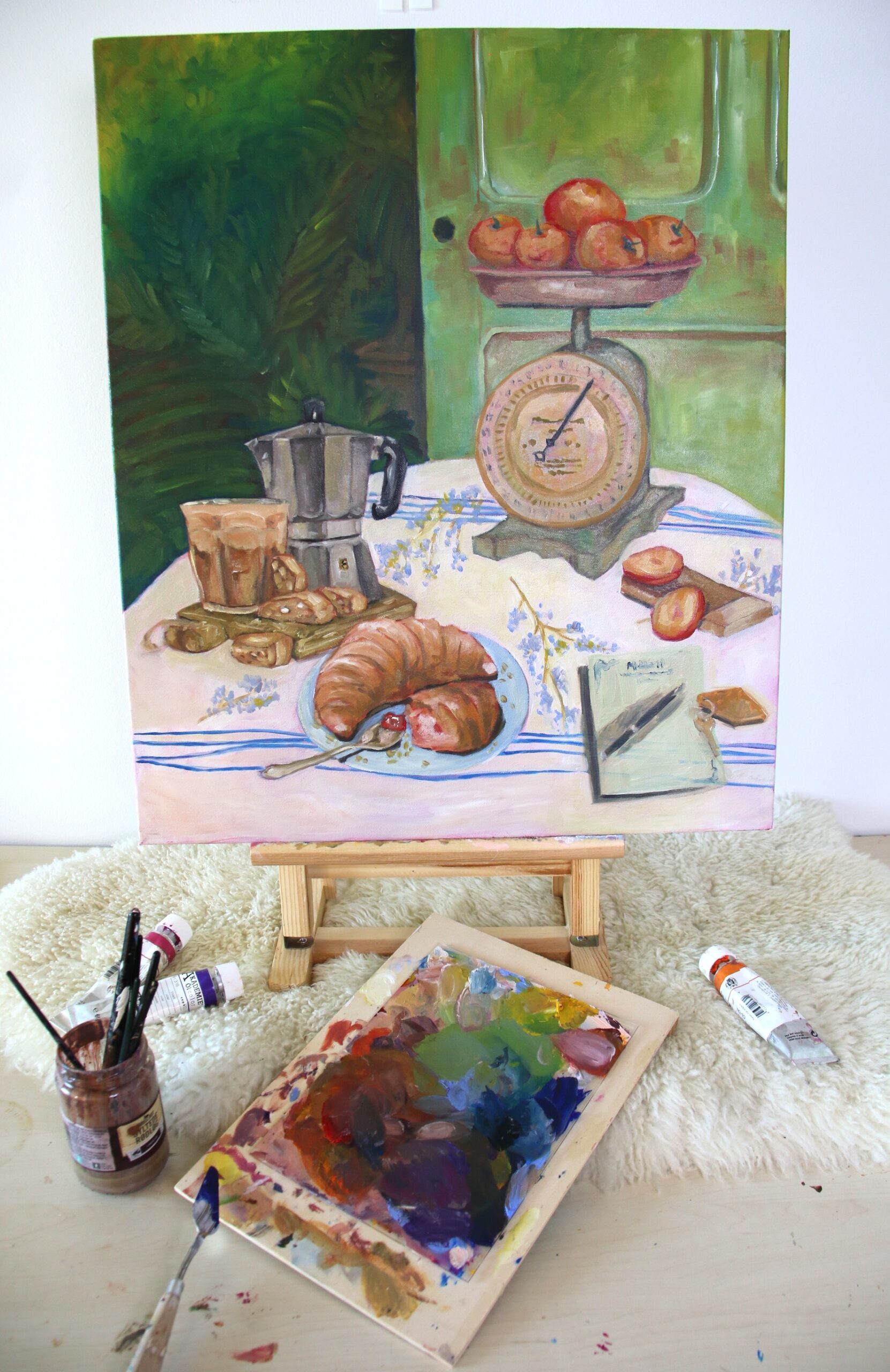 Breakfast and Morning Things – 50 × 70 cm Breakfast Still Life Painting - Image 2