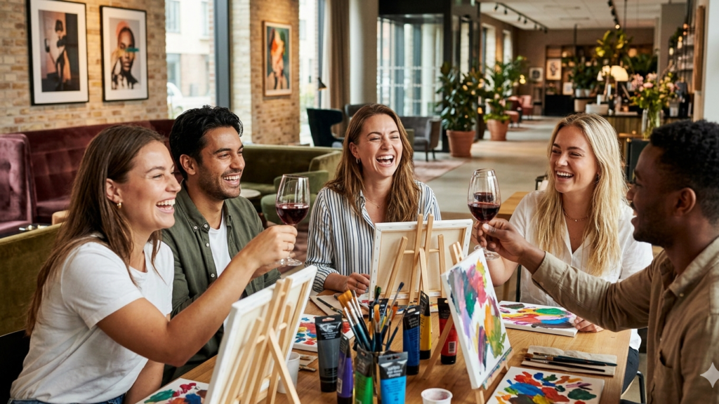 wine and painting Copenhagen experience at 25hours Hotel