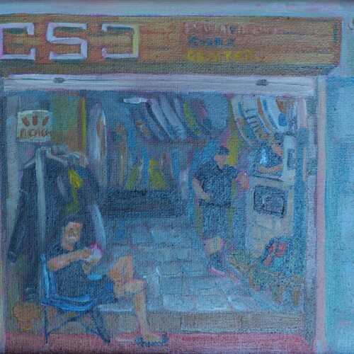 California Surf School – 18 × 24 cm Original Oil Painting